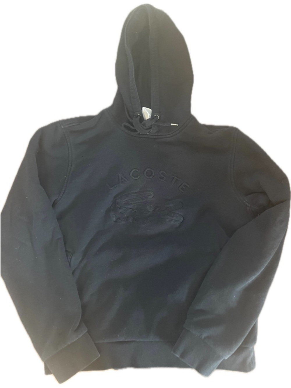 Lacoste Men's Black Embossed Logo Crewneck Hoodie